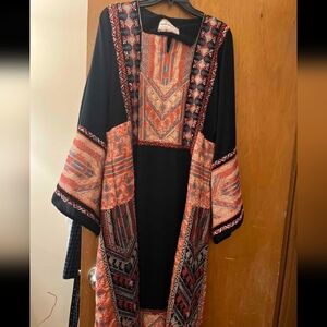 Embroidered Black and Orange Women's Thobe Dress